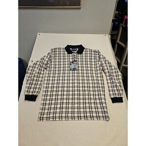 H.I.S. Brand Men's Large Long Sleeve Polo Shirt Checkered New